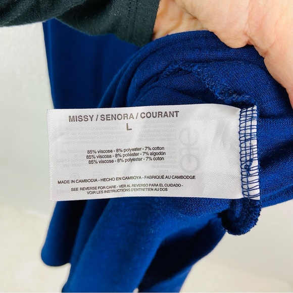 JESSICA SIMPSON navy Tee shirt plain mini slit dress size large - Picture 7 of 17